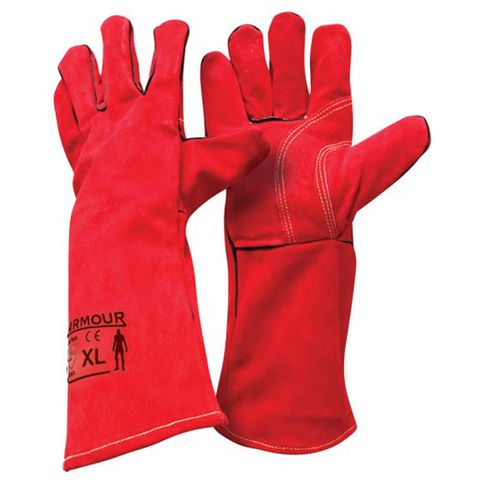 Leather Red Welding Gloves
