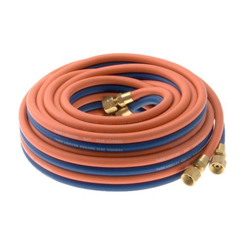 5mm Twin Gas Hose Assembly - Oxy/LPG (With Fittings). 15m