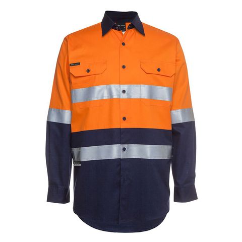 JBs Wear Work Shirt. Cotton. Day- Night. Size 6/7XL. Orange/Navy