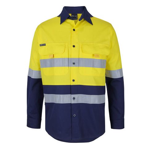 JBs Wear Shirt. Ripstop  Cotton. Day- Night. Size L. Yellow/Navy