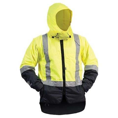 Bison Stamina Jacket ZIP-OFF Sleeves. Day- Night.  Size 3XL. Yellow/Navy