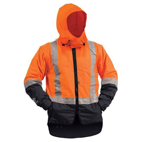 Bison Stamina Jacket ZIP-OFF Sleeves. Day- Night.  Size 3XL. Orange/ Navy