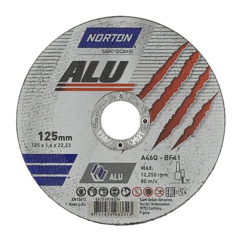 Norton Alu Cutting Discs. Size: 115 x 1.6 x 22.23 mm