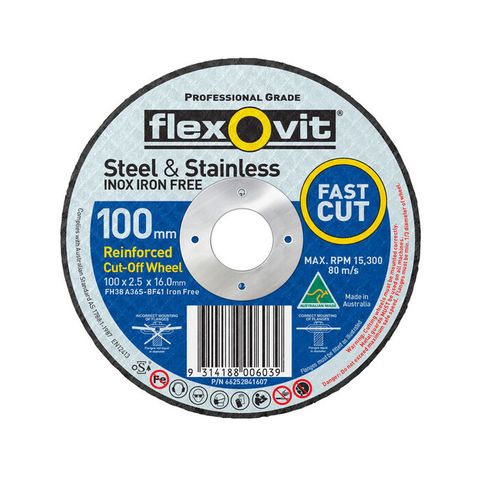 Flexovit Fast Cutting. Steel & Stainless.  Iron free