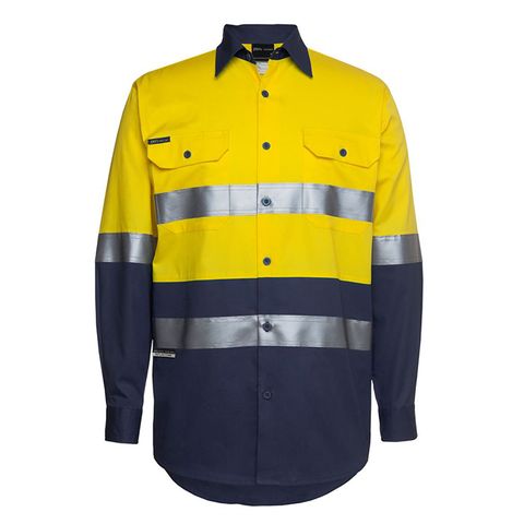 JBs Wear Work Shirt. Cotton. Day- Night. Size S. Yellow/Navy
