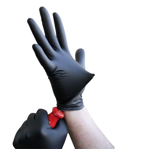 High Five Industrial Black Nitrile Gloves. M