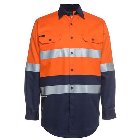 JBs Wear Shirt. Cotton . Hi-Vis Day-Night. Size S. Orange/Navy