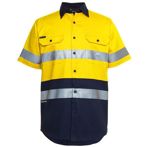 JBs Wear Shirt S/S. Cotton. Day-Night. Size 4XL. Yellow/Navy