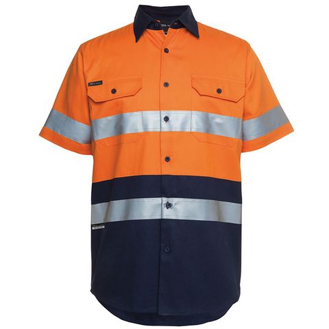 JBs Wear Shirt S/S. Cotton. Day-Night. Size 3XL. Orange/Navy