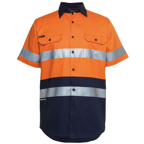 JBs Wear Shirt S/S. Cotton. Day-Night. Size L. Orange/Navy