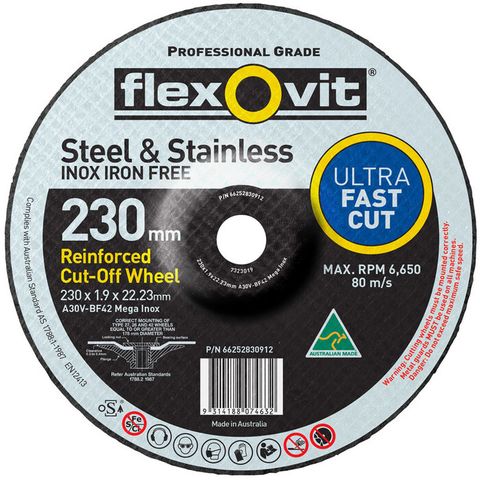 Flexovit Ultra Thin Cutting (Type 42). Size:230 x 1.9 x 22.23 mm
