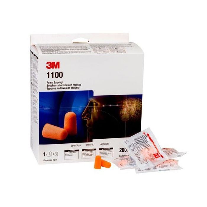 3M Hypo-allergenic Disposable Earplugs 1100 (21 dB) (Class 3) - Box of 200  Pairs