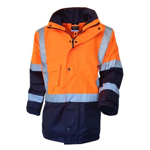 Safe-T-Tec Waterproof Jacket Day/Night. Size L. Orange/Navy