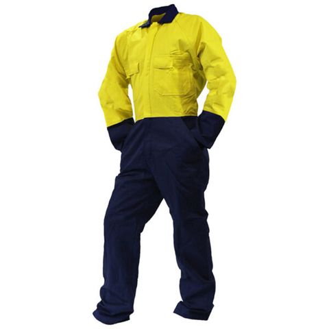 Safe-T-Tec Overall. Cotton. Day Only. Size 10. Yellow/Navy