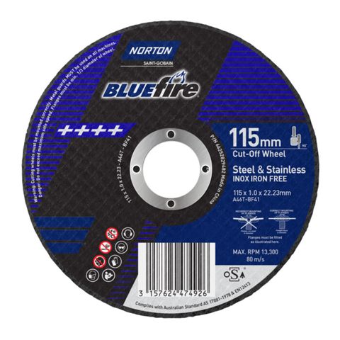 Norton Bluefire Cutting Discs. For Sainless Steel