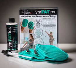 Chelsey JEAN LymFATics Kit - A pair of gloves and a 500ml LymFATICS Cream packaged in a kit