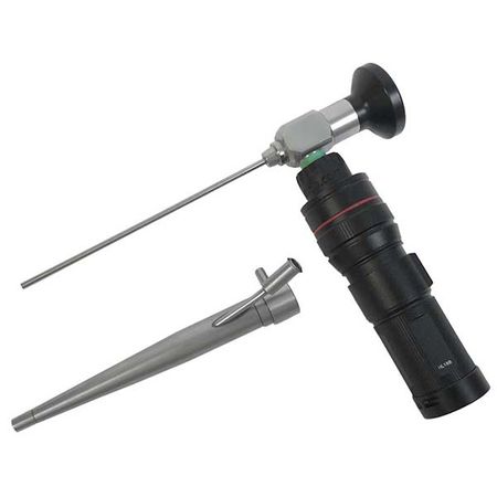 Otoscope with sheath and portable LED light source