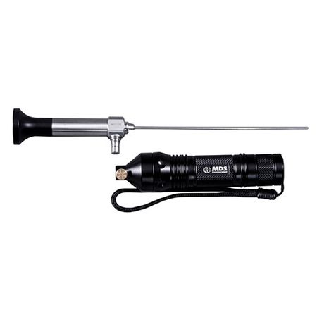 Vet semi-flexible micro-endoscope with portable LED light scource