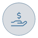 Dollar in hand on grey icon