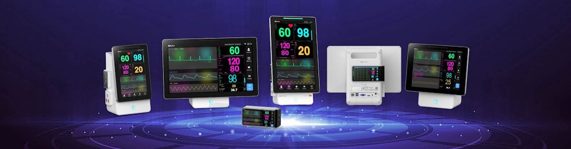BMV N6 Patient Monitor Sitting on Blue Background