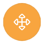 Multi-directional arrows on orange icon