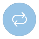 Looping arrows on blue icon