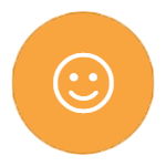 White smiley face on orange background