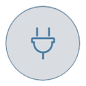 Power plug on grey icon