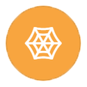 Spiderweb on orange icon