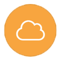 Cloud outline on orange icon