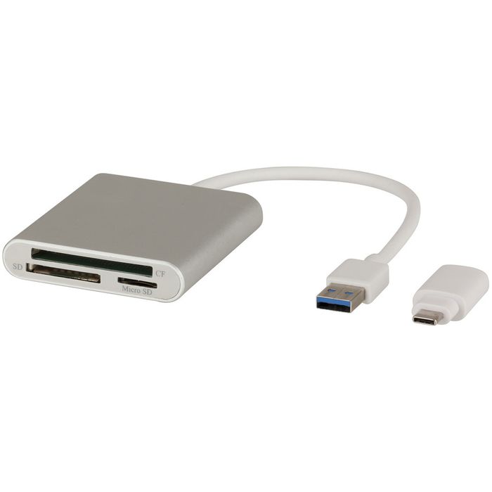 USB3.0 Aluminium All-In-One Card Reader with USB Type-C Adapter