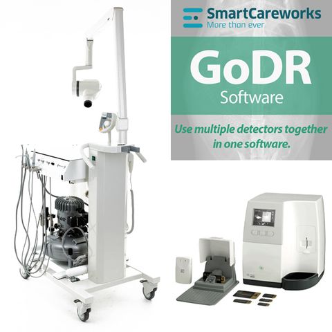 Vet Dental Mobile X-Ray CS2100 and GoDR with Carestream CS7600 Scanner and Inovadent Dental Cart - Package 6