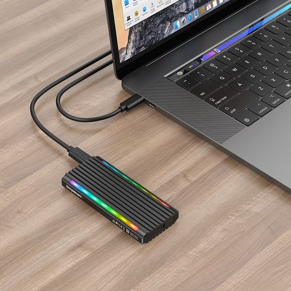 Simplecom SE525 External NVMe / SATA M.2 SSD USB-C Enclosure with RGB Light USB 3.2 Gen 2 10Gbps