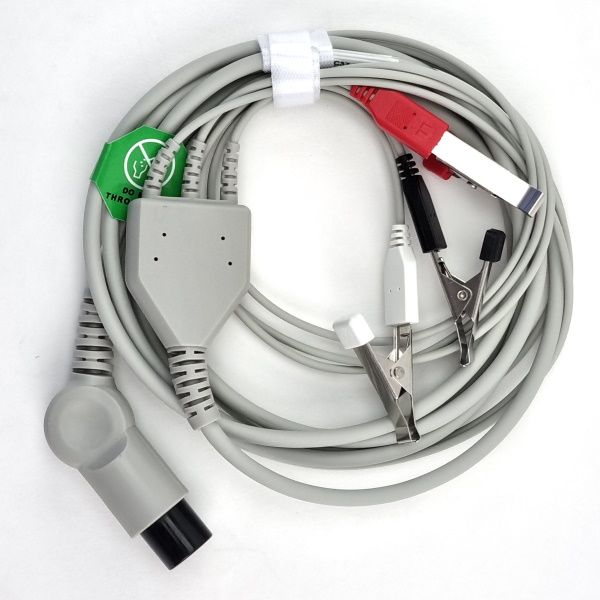 BMV N6 Replacement 3 Lead ECG Cable with Button Connections