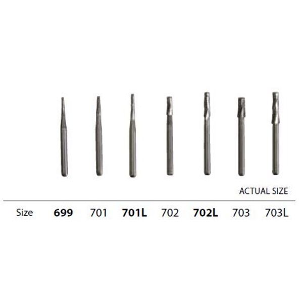 Inovadent™ Tapered Fissure Bur #699, FG, 19 mm - Carbide 5-Pack