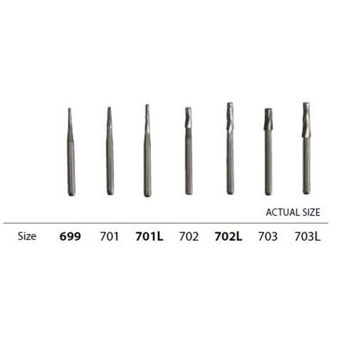 Inovadent™ Tapered Fissure Bur #701L, HP, 45 mm - Carbide 5-Pack