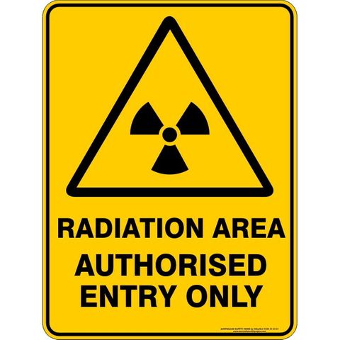 Radiation Area Authorised Entry Only Sign - Plastic - 225 x 300mm