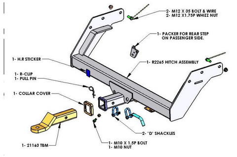 TOWBAR & WIRING KIT RANGER TUB 4X2 2.5 T XL