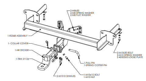 TOWBAR & WIRING KIT SUBARU TRIBECA TAIL=1200