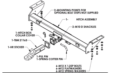 TOWBAR & WIRING KIT D40 NAVARA WITHOUT STEP