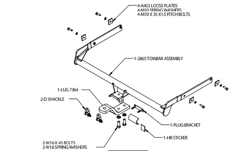 TOWBAR & WIRING KIT FOCUS HATCH 8/11 - 8/12 T=1200