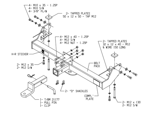 TOWBAR & WIRING KIT TOYOTA LC 75,78,79 SERIES C/CH