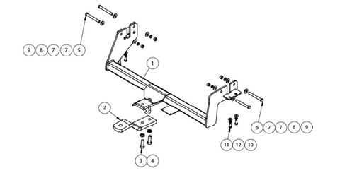 TOWBAR & WIRING KIT MITS LANCER 10/11-ON 1200 TAIL