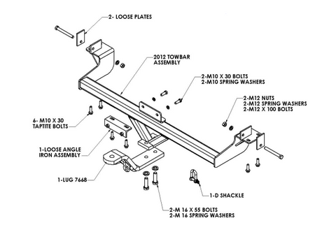 TOWBAR & WIRING KIT FORD AU BA BF FG TUB BODY