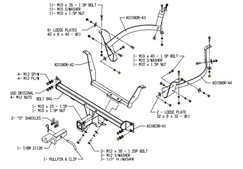 H/R TOWBAR & WIRING KIT HOLDEN COMM SED & WAG VT-X