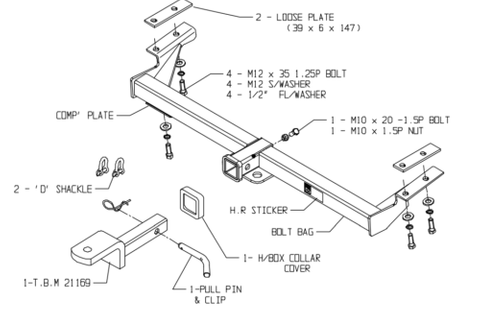 H/R TOWBAR & WIRING KIT TOYOTA RAV 4