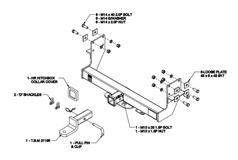 H/R TOWBAR & WIRING KIT FORD TRANSIT CAB CHASSIS