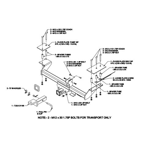 H/R TOWBARS & WIRING KIT HOLDEN COMM UTE VU SS VZ