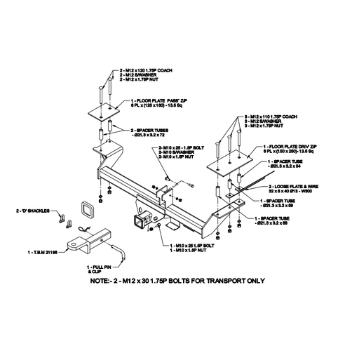 H/R TOWBARS & WIRING KIT HOLDEN COMM UTE VU SS VZ