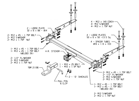 H/R TOWBAR & WIRING KIT FORD WAGON AU 1 2 3 BA